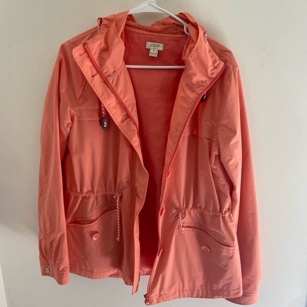 J crew peach rain coat